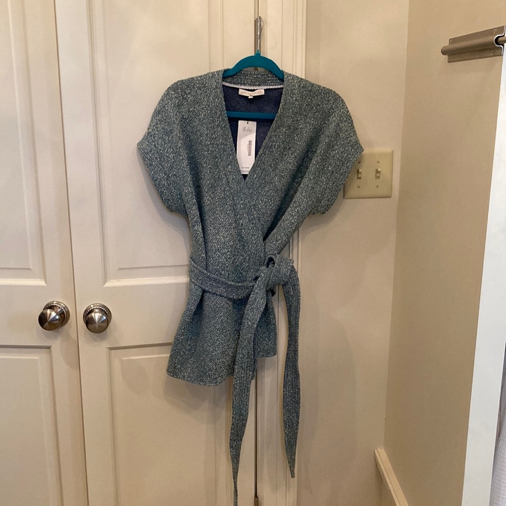 ANN MASHBURN Heathered Blue/Green Wrap Vest